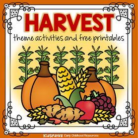 Harvest theme activities and printables for preschool and kindergarten