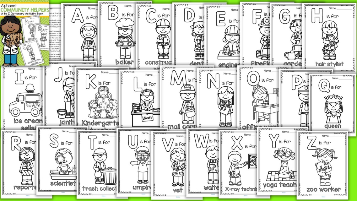 Community Helpers Alphabet - A to Z Activity Book