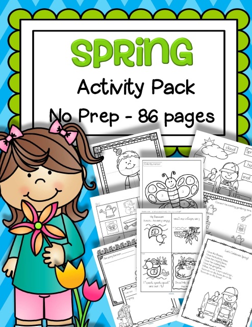 Spring Activities Printables No Prep - 86 pages b/w